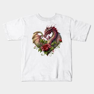 Valentines Day Dragon Heart Kids T-Shirt